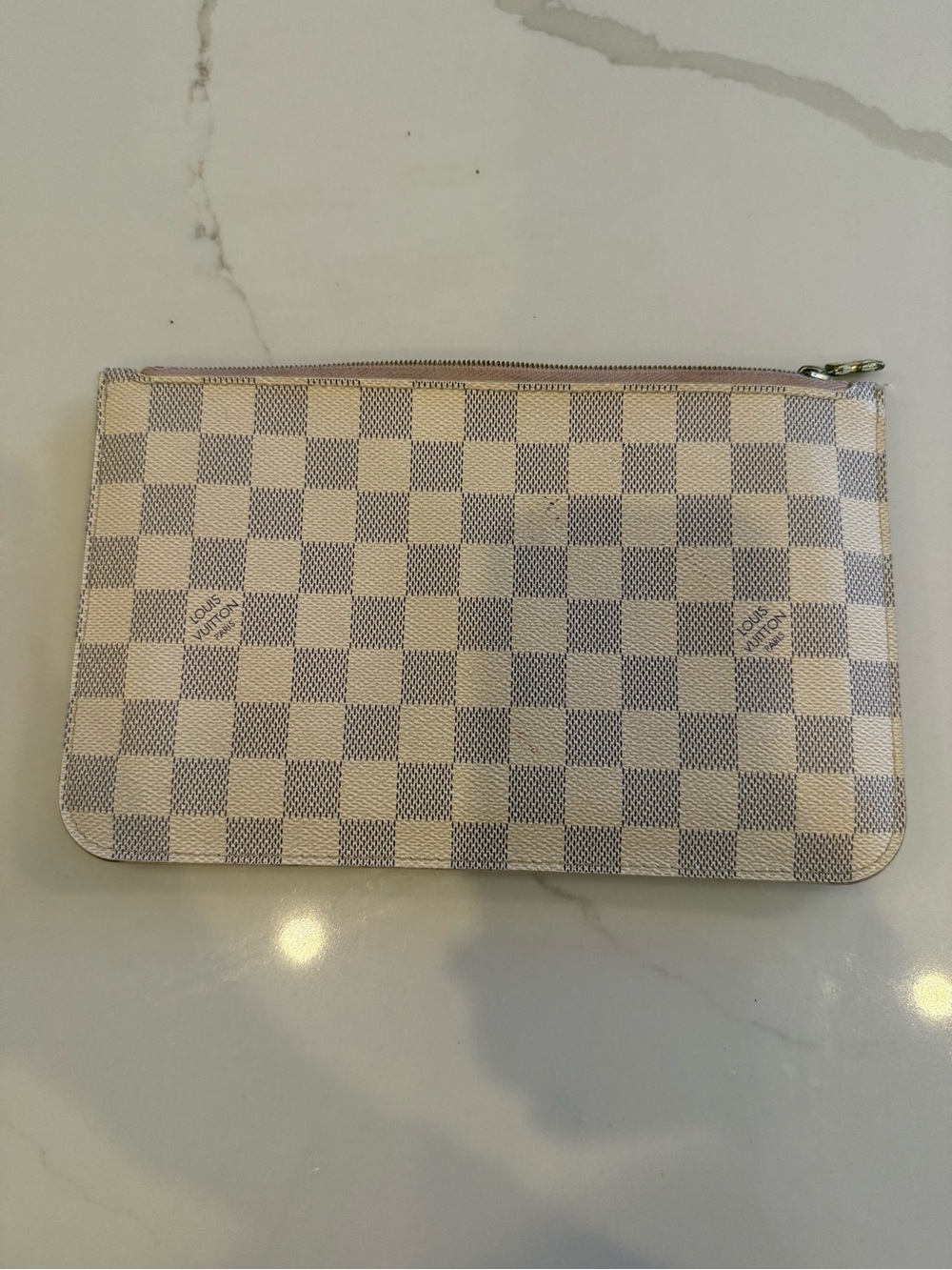 Louis Vuitton Damier Azur Zipper Pouch - Cream/Gray